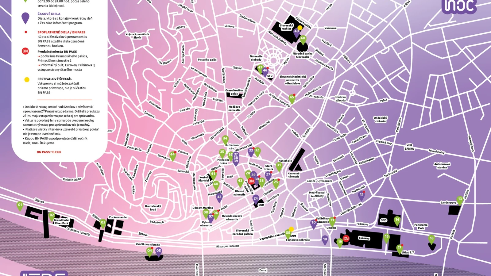 Mapka festivalu Biela noc