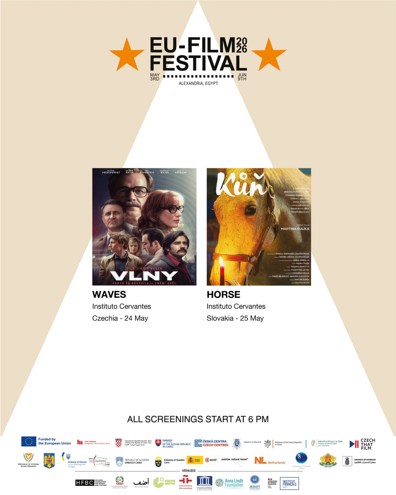 Promítání filmu Vlny na EU Film Festival 2026 v Alexandrii