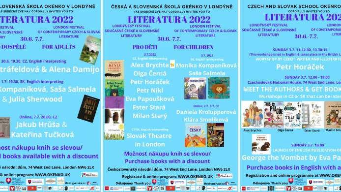České centrum dopručuje: LITERATURA 2022: Londýnský festival současné české a slovenské literatury