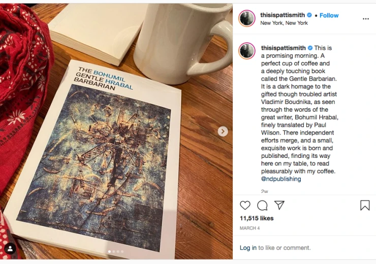 Knihu doporučuje na svém Instagramu také zpěvačkaPatti Smith.