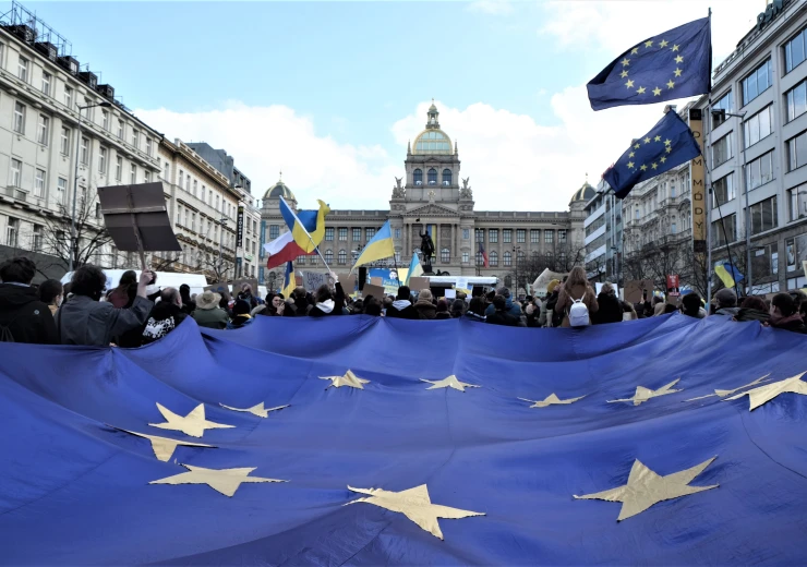 Wenceslas Square, Prague, February 27, 2022 (photo credit © Dana Kyndrová)