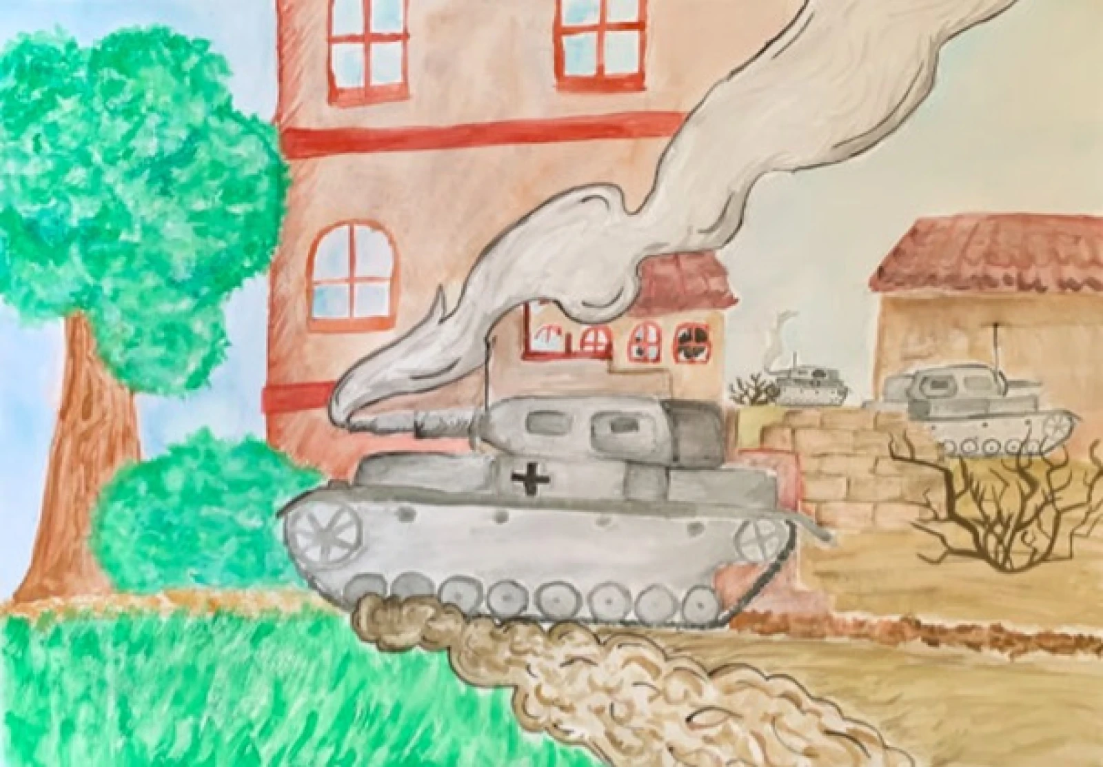 Příjezd války autor © Kateřina Menhardová – ZŠ Chomutov, Kadaňská