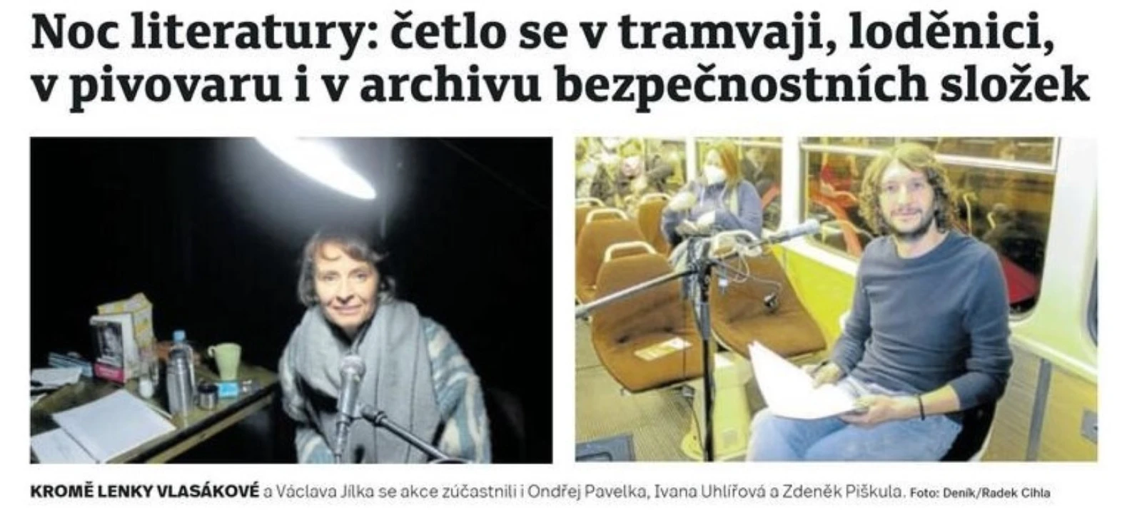 Noc literatury: četlo se v tramvaji, loděnici, v pivovaru i v archivu bezpečnostních složek