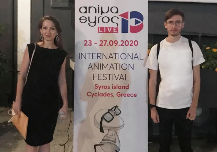 S ředitelkou Českého centra Athény Lucií Kuligovou, Festival Animasyros, Athény, září 2020 © Tomáš Starý