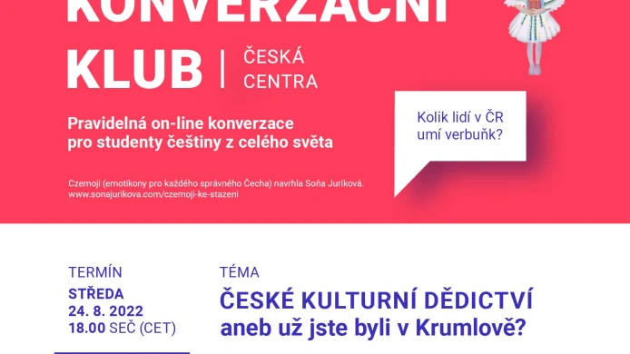 #26 ZOOM KONVERZAČNÍ KLUB na téma: „ČESKÉ KULTURNÍ DĚDICTVÍ aneb už jste byli v Krumlově?“